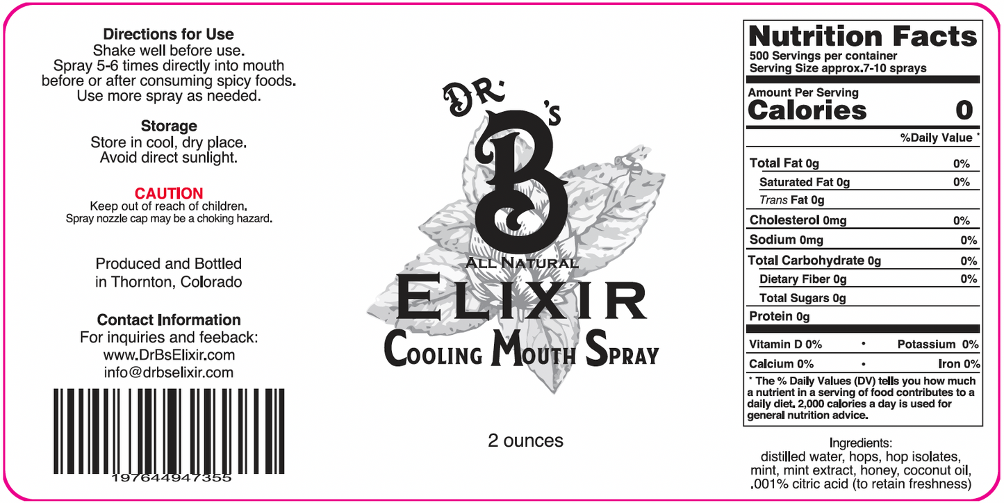 Dr. B's Elixir - Cooling Mouth Spray - 2 oz
